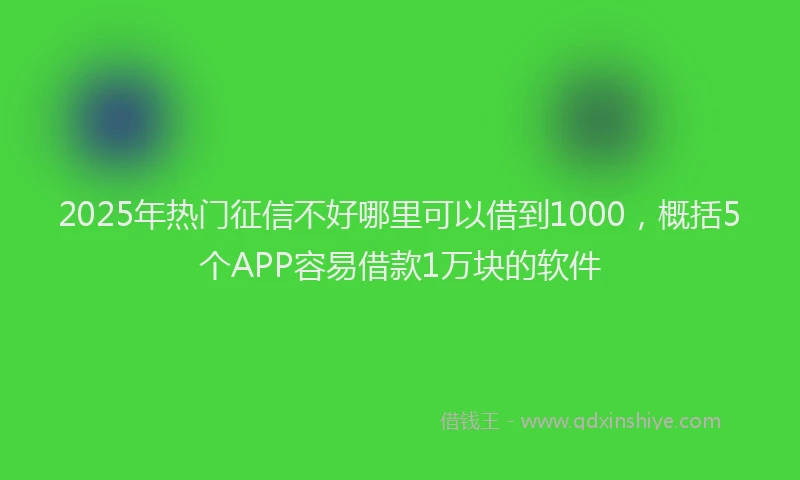 2025年热门征信不好哪里可以借到1000，概括5个APP容易借款1万块的软件