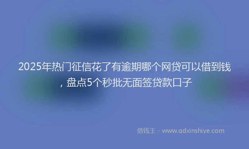 2025年热门征信花了有逾期哪个网贷可以借到钱，盘点5个秒批无面签贷款口子