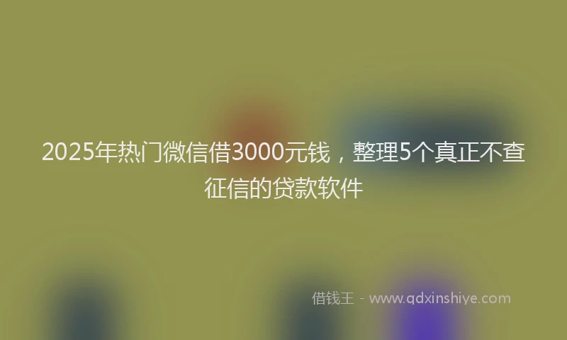 2025年热门微信借3000元钱，整理5个真正不查征信的贷款软件