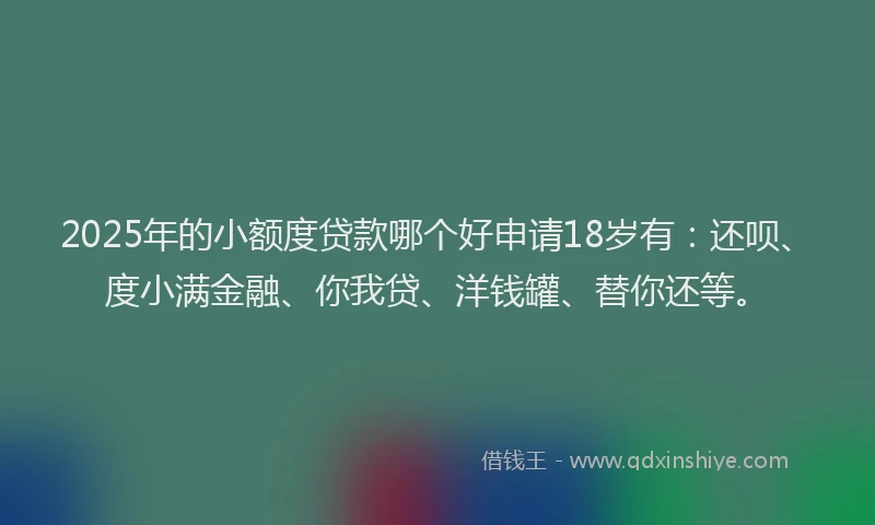 2025年的小额度贷款哪个好申请18岁有:还呗、度小满金融、你我贷、洋钱罐、替你还等。