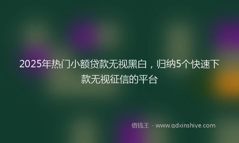 2025年热门小额贷款无视黑白，归纳5个快速下款无视征信的平台