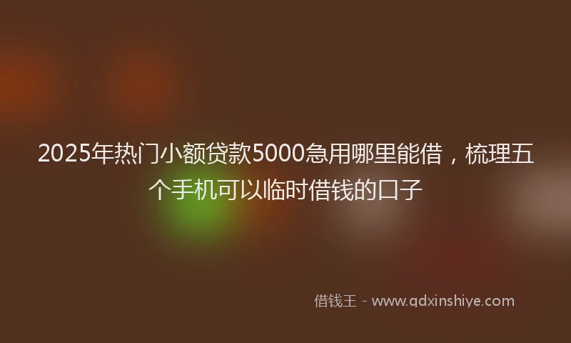 2025年热门小额贷款5000急用哪里能借,梳理五个手机可以临时借钱的口子