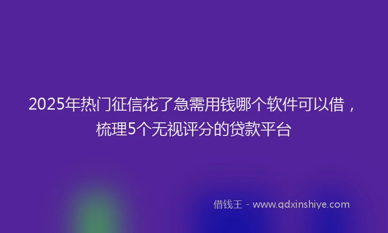 2025年热门征信花了急需用钱哪个软件可以借，梳理5个无视评分的贷款平台