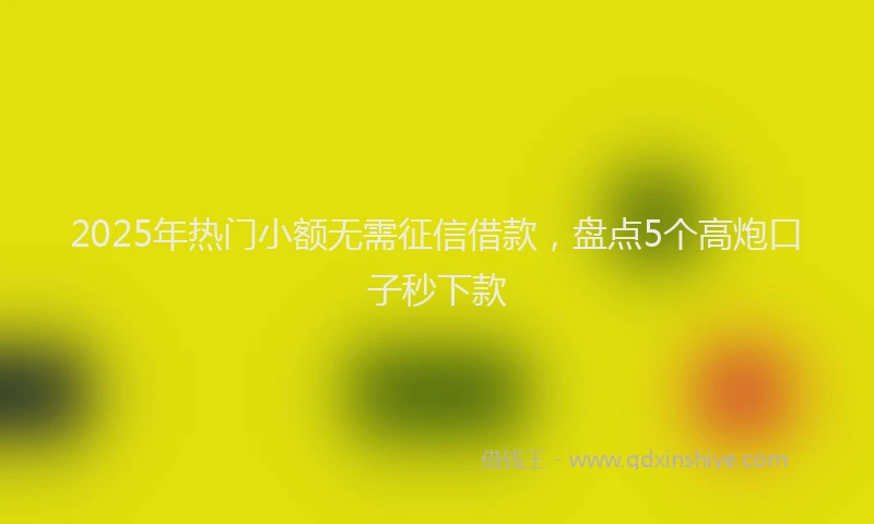 2025年热门小额无需征信借款，盘点5个高炮口子秒下款