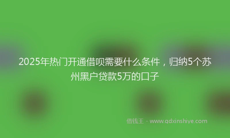 2025年热门开通借呗需要什么条件，归纳5个苏州黑户贷款5万的口子