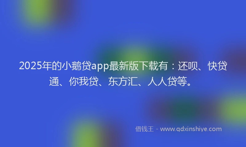 2025年的小鹅贷app最新版下载有：还呗、快贷通、你我贷、东方汇、人人贷等。