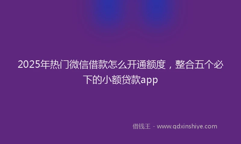 2025年热门微信借款怎么开通额度，整合五个必下的小额贷款app