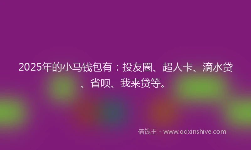 2025年的小马钱包有：投友圈、超人卡、滴水贷、省呗、我来贷等。
