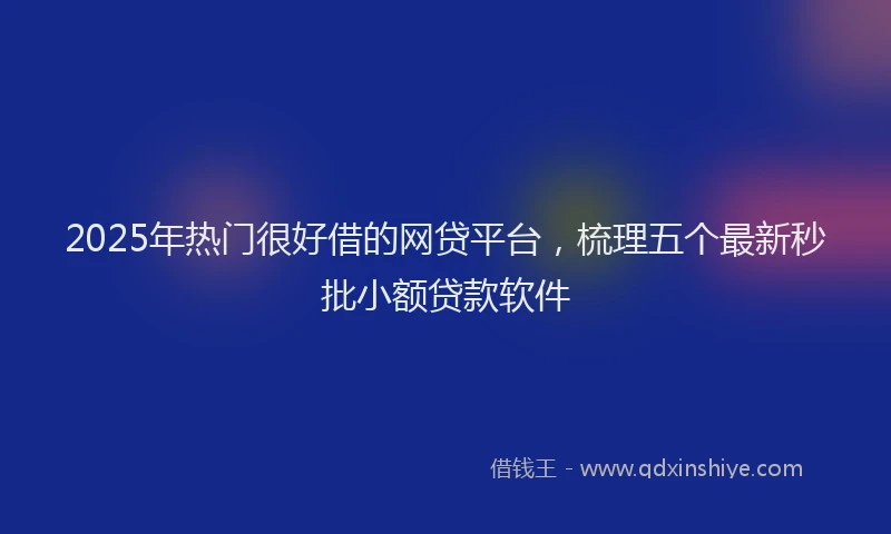 2025年热门很好借的网贷平台，梳理五个最新秒批小额贷款软件