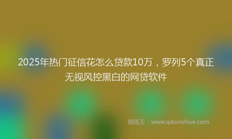 2025年热门征信花怎么贷款10万，罗列5个真正无视风控黑白的网贷软件