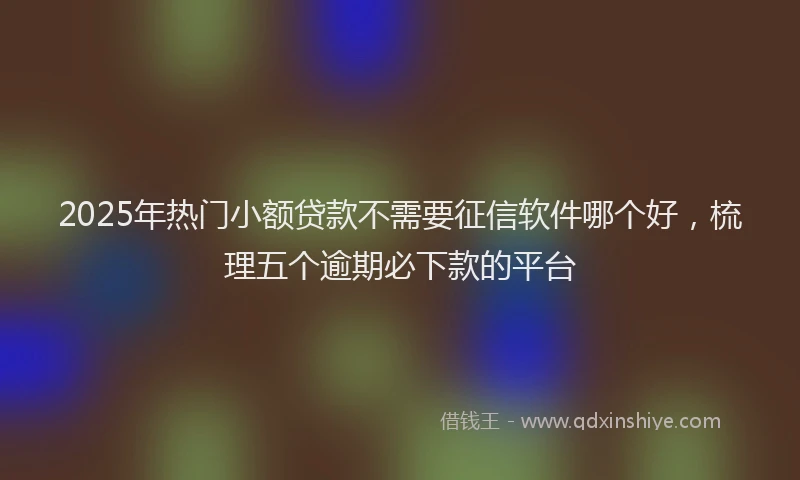 2025年热门小额贷款不需要征信软件哪个好，梳理五个逾期必下款的平台
