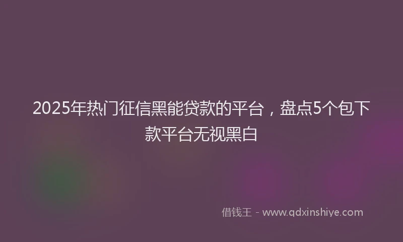 2025年热门征信黑能贷款的平台，盘点5个包下款平台无视黑白