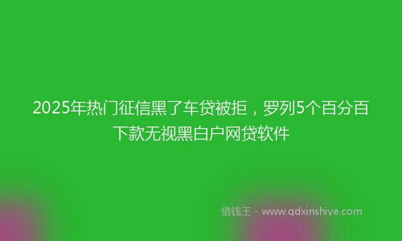 2025年热门征信黑了车贷被拒，罗列5个百分百下款无视黑白户网贷软件