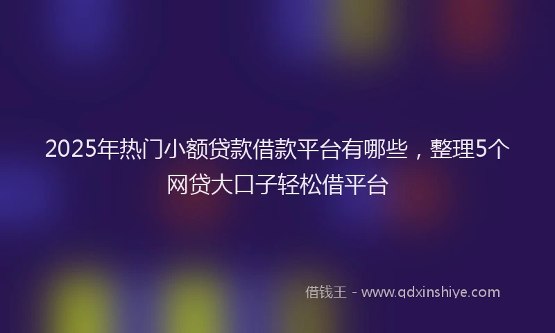 2025年热门小额贷款借款平台有哪些，整理5个网贷大口子轻松借平台
