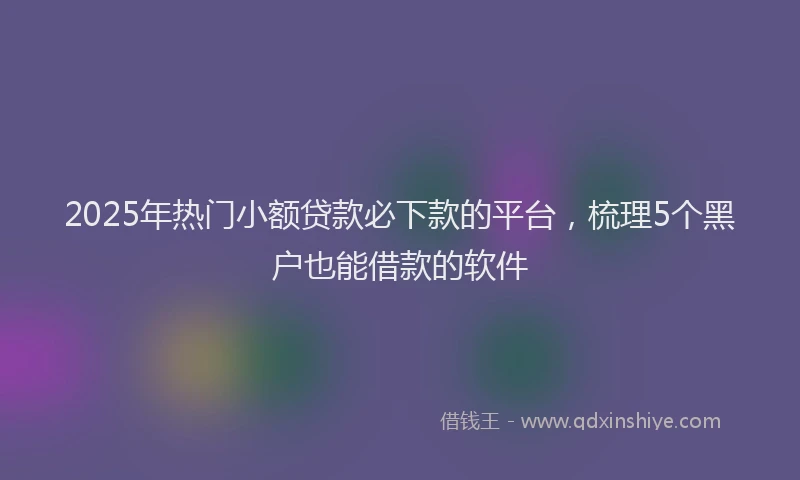 2025年热门小额贷款必下款的平台，梳理5个黑户也能借款的软件
