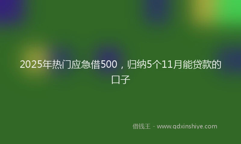 2025年热门应急借500，归纳5个11月能贷款的口子