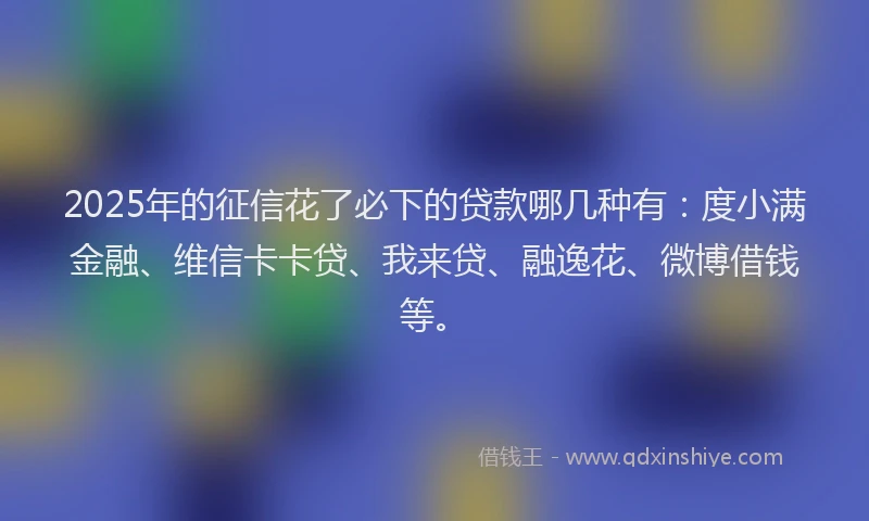 2025年的征信花了必下的贷款哪几种有：度小满金融、维信卡卡贷、我来贷、融逸花、微博借钱等。