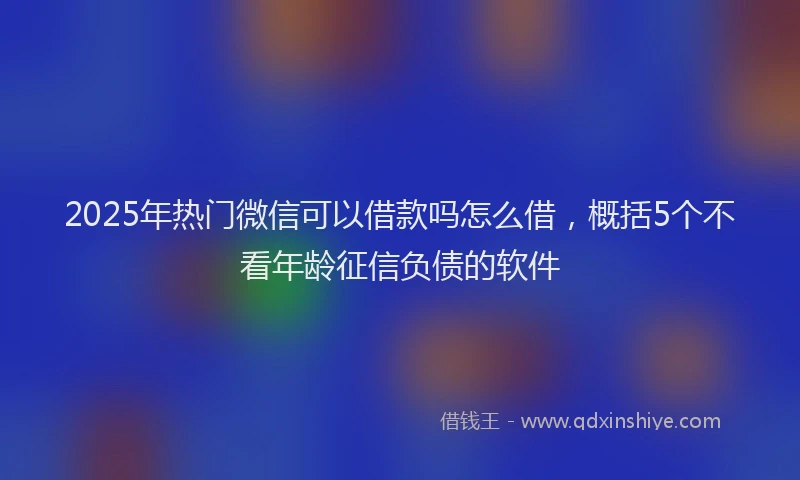2025年热门微信可以借款吗怎么借，概括5个不看年龄征信负债的软件