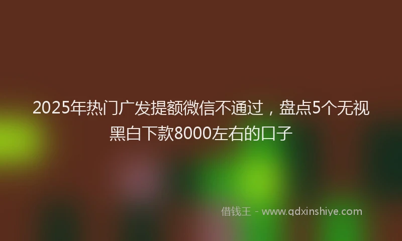 2025年热门广发提额微信不通过，盘点5个无视黑白下款8000左右的口子