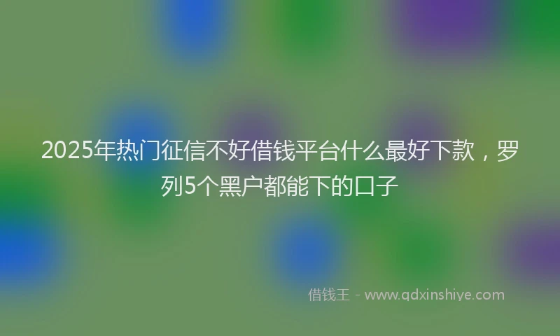2025年热门征信不好借钱平台什么最好下款，罗列5个黑户都能下的口子