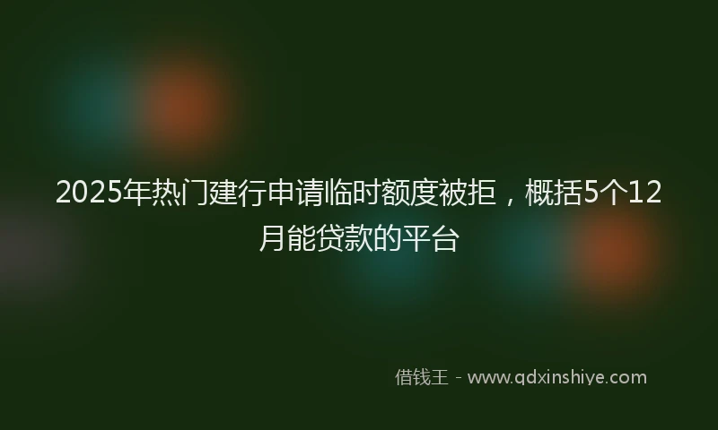 2025年热门建行申请临时额度被拒，概括5个12月能贷款的平台