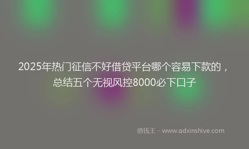 2025年热门征信不好借贷平台哪个容易下款的，总结五个无视风控8000必下口子