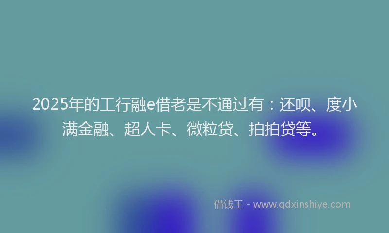 2025年的工行融e借老是不通过有：还呗、度小满金融、超人卡、微粒贷、拍拍贷等。