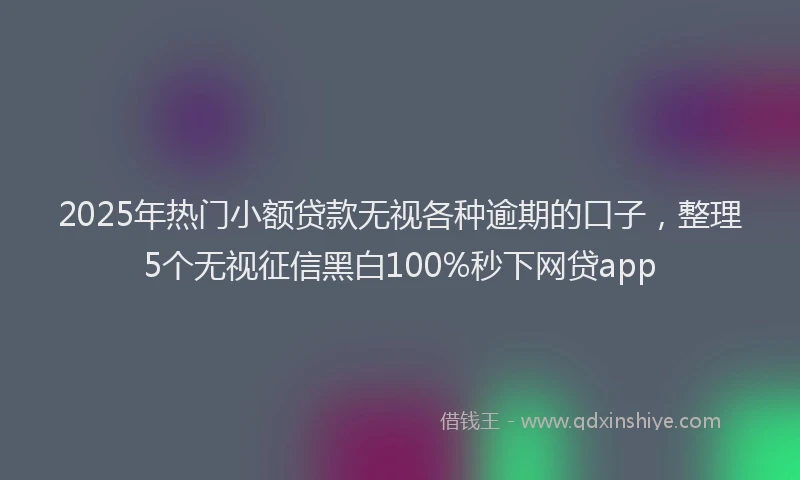 2025年热门小额贷款无视各种逾期的口子，整理5个无视征信黑白100%秒下网贷app