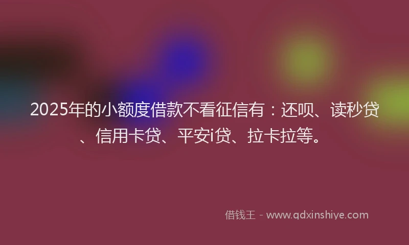 2025年的小额度借款不看征信有:还呗、读秒贷、信用卡贷、平安i贷、拉卡拉等。