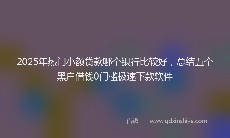 2025年热门小额贷款哪个银行比较好，总结五个黑户借钱0门槛极速下款软件