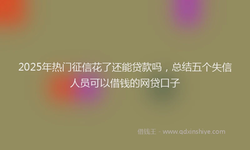 2025年热门征信花了还能贷款吗，总结五个失信人员可以借钱的网贷口子