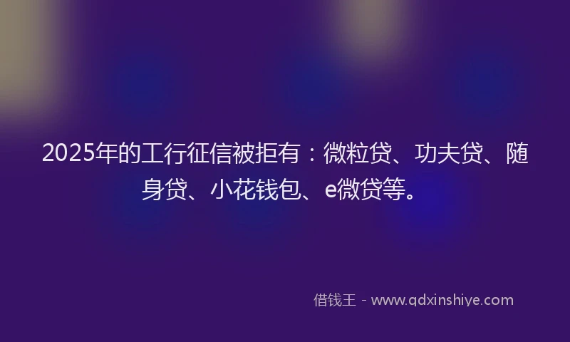2025年的工行征信被拒有：微粒贷、功夫贷、随身贷、小花钱包、e微贷等。