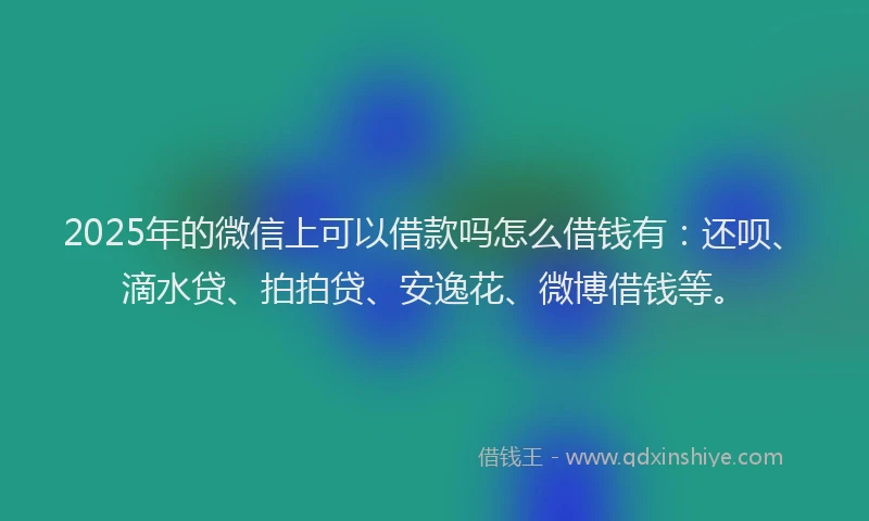 2025年的微信上可以借款吗怎么借钱有：还呗、滴水贷、拍拍贷、安逸花、微博借钱等。