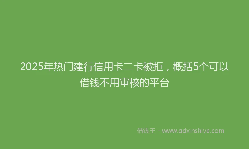 2025年热门建行信用卡二卡被拒，概括5个可以借钱不用审核的平台