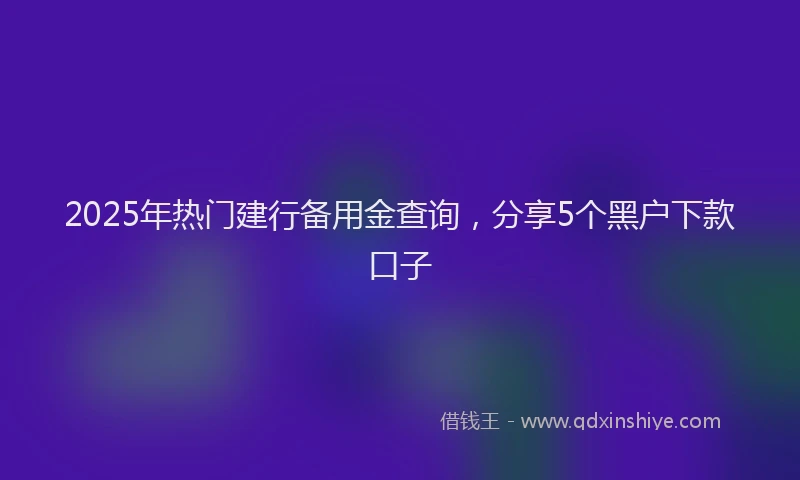 2025年热门建行备用金查询，分享5个黑户下款口子