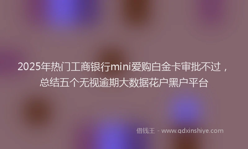 2025年热门工商银行mini爱购白金卡审批不过，总结五个无视逾期大数据花户黑户平台