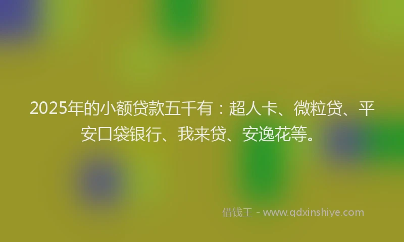 2025年的小额贷款五千有：超人卡、微粒贷、平安口袋银行、我来贷、安逸花等。