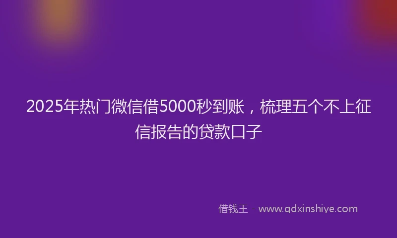 2025年热门微信借5000秒到账，梳理五个不上征信报告的贷款口子