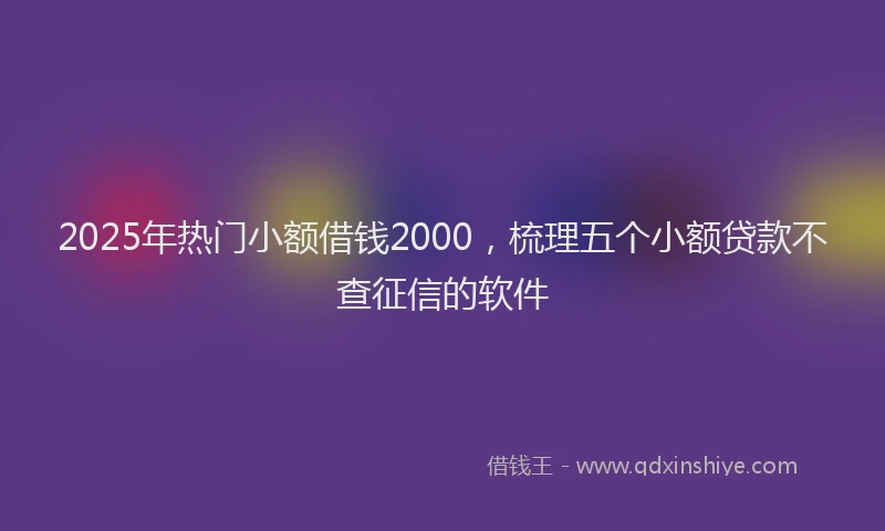 2025年热门小额借钱2000，梳理五个小额贷款不查征信的软件