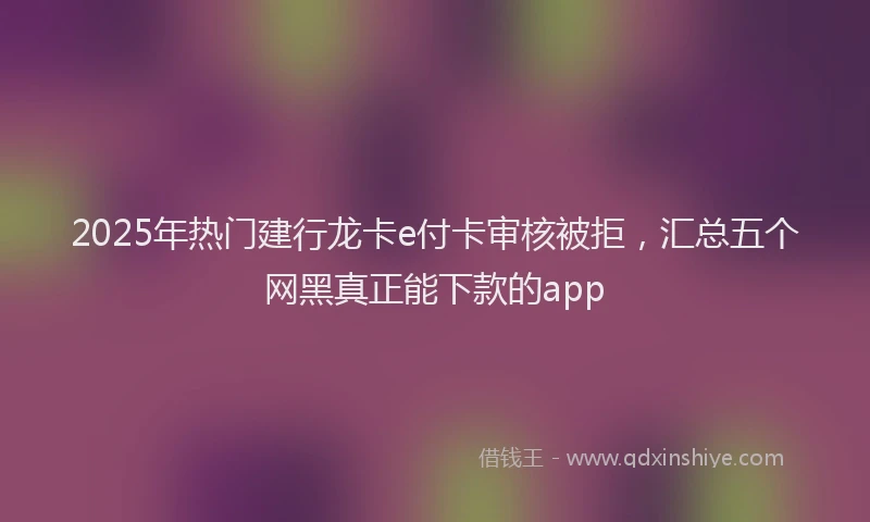 2025年热门建行龙卡e付卡审核被拒，汇总五个网黑真正能下款的app