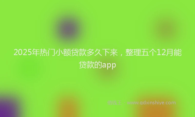 2025年热门小额贷款多久下来，整理五个12月能贷款的app