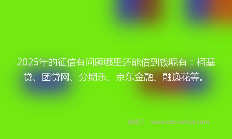 2025年的征信有问题哪里还能借到钱呢有：柯基贷、团贷网、分期乐、京东金融、融逸花等。