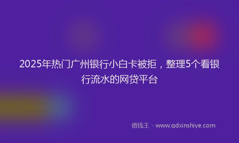 2025年热门广州银行小白卡被拒,整理5个看银行流水的网贷平台