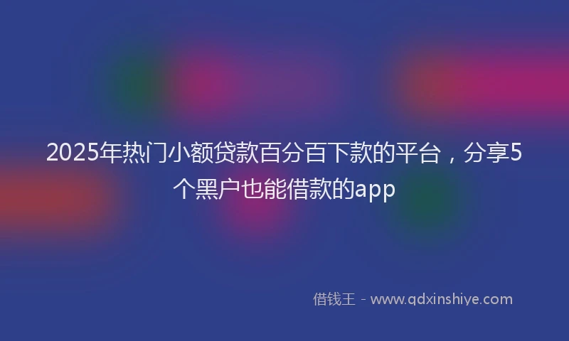 2025年热门小额贷款百分百下款的平台，分享5个黑户也能借款的app