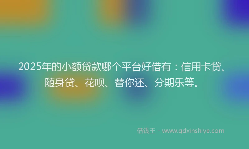 2025年的小额贷款哪个平台好借有:信用卡贷、随身贷、花呗、替你还、分期乐等。