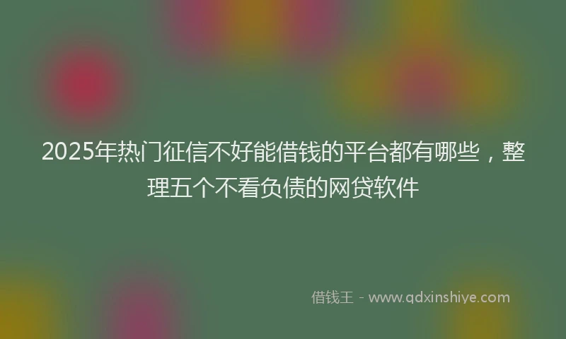 2025年热门征信不好能借钱的平台都有哪些，整理五个不看负债的网贷软件