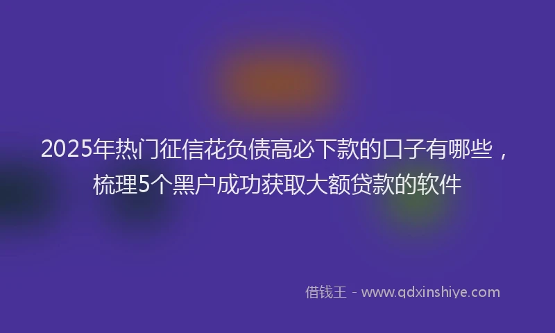 2025年热门征信花负债高必下款的口子有哪些，梳理5个黑户成功获取大额贷款的软件