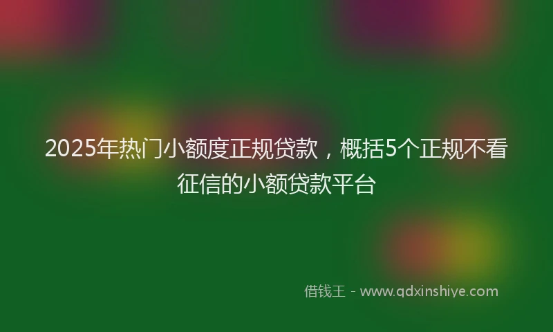 2025年热门小额度正规贷款，概括5个正规不看征信的小额贷款平台