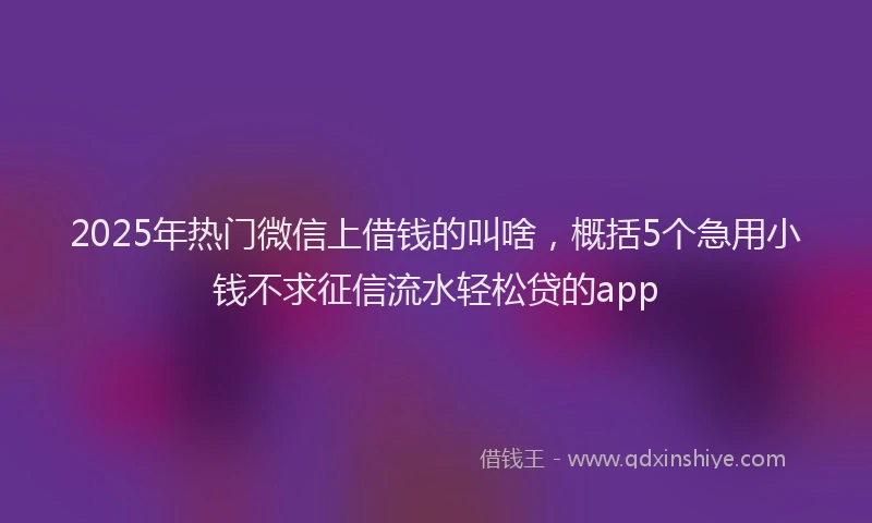 2025年热门微信上借钱的叫啥，概括5个急用小钱不求征信流水轻松贷的app