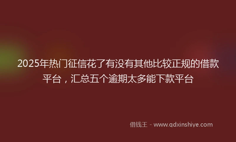 2025年热门征信花了有没有其他比较正规的借款平台，汇总五个逾期太多能下款平台